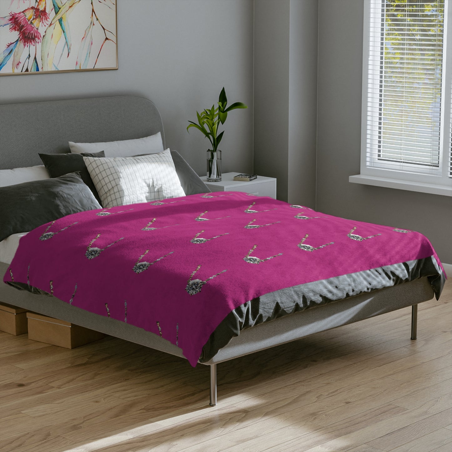 Diamond Pendant on Pink Velveteen Microfiber Blanket