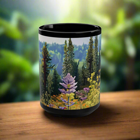 Wildflowers Black Mug, 15oz
