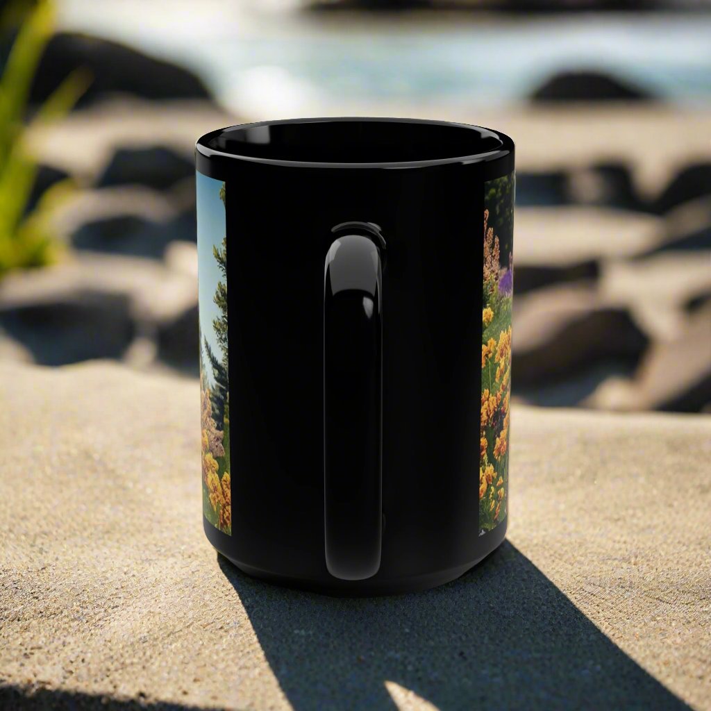 Wildflowers Black Mug, 15oz
