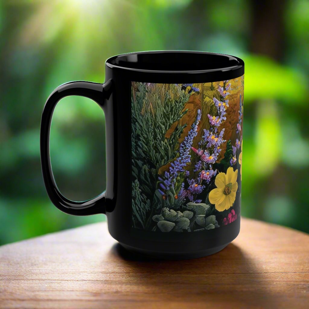 Wildflowers Black Mug, 15oz