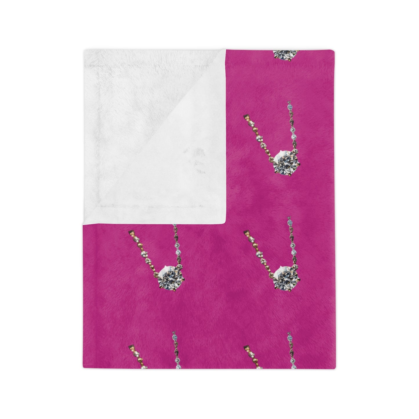 Diamond Pendant on Pink Velveteen Microfiber Blanket