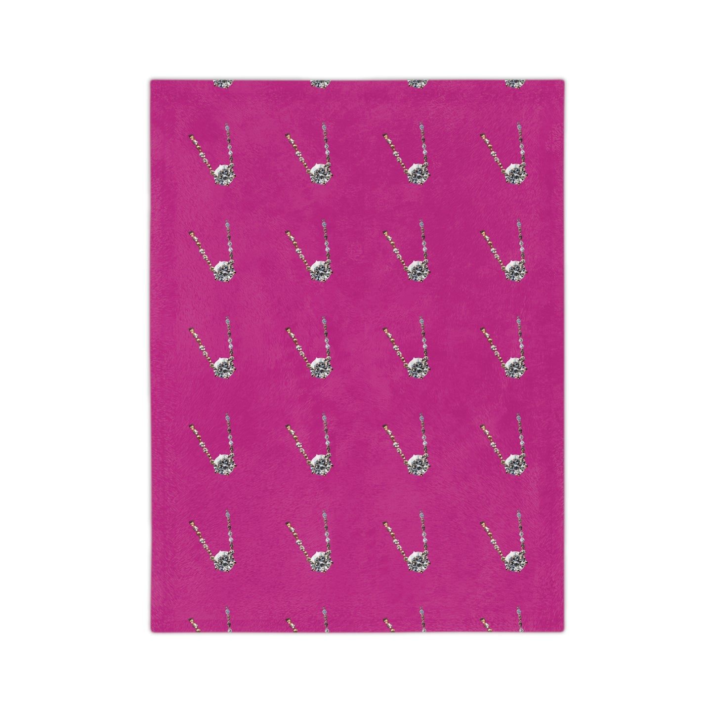 Diamond Pendant on Pink Velveteen Microfiber Blanket