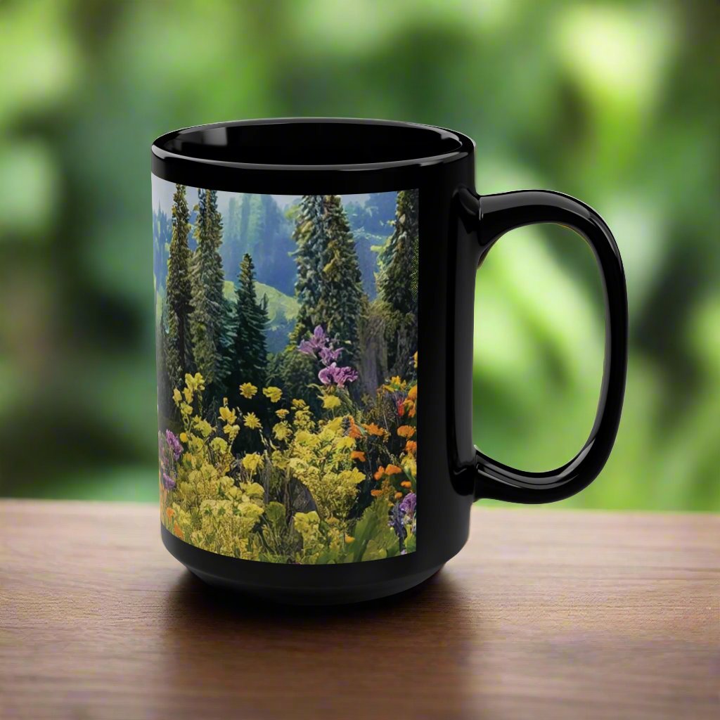 Wildflowers Black Mug, 15oz