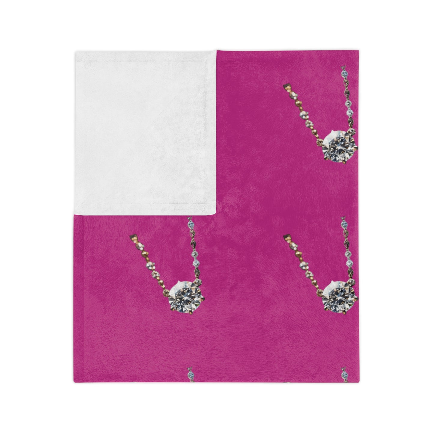 Diamond Pendant on Pink Velveteen Microfiber Blanket