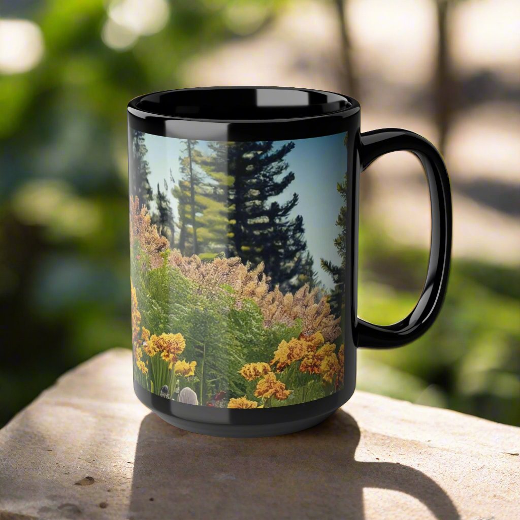 Wildflowers Black Mug, 15oz
