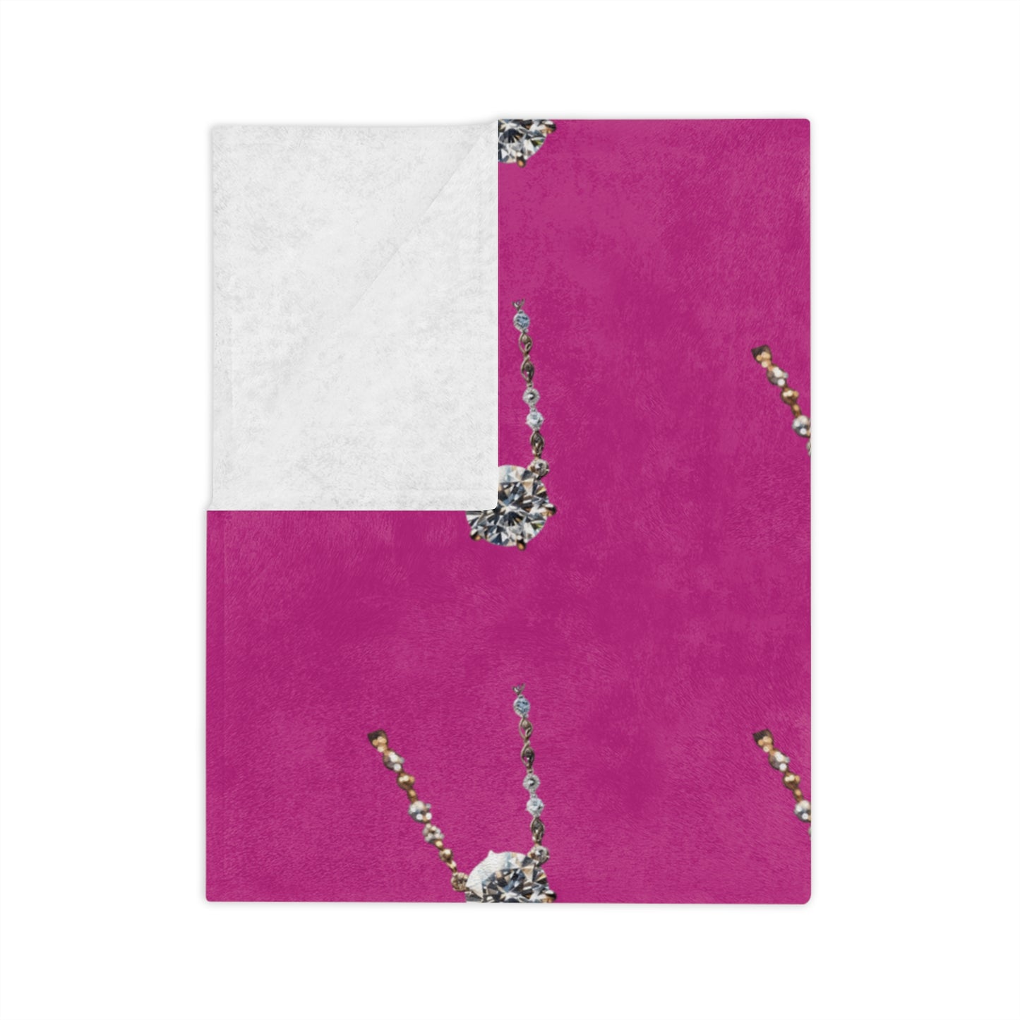 Diamond Pendant on Pink Velveteen Microfiber Blanket