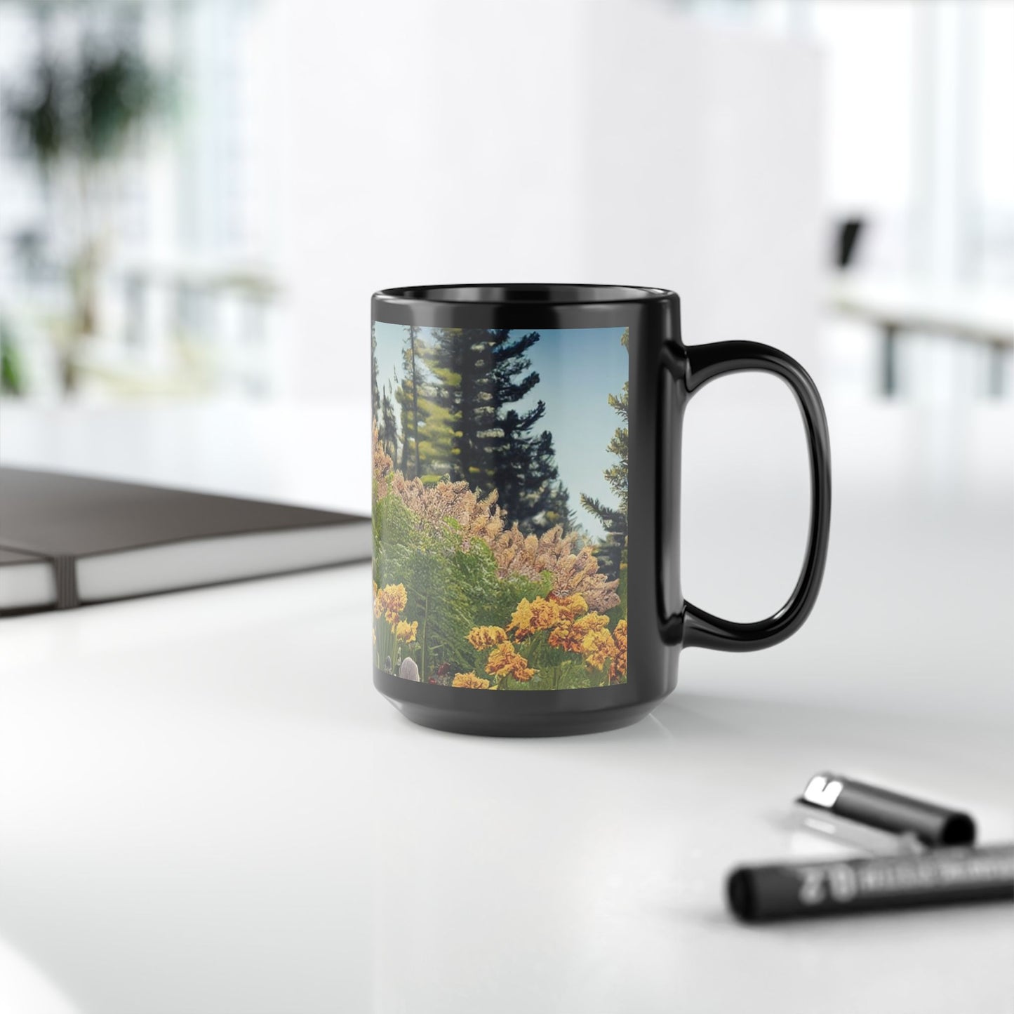 Wildflowers Black Mug, 15oz