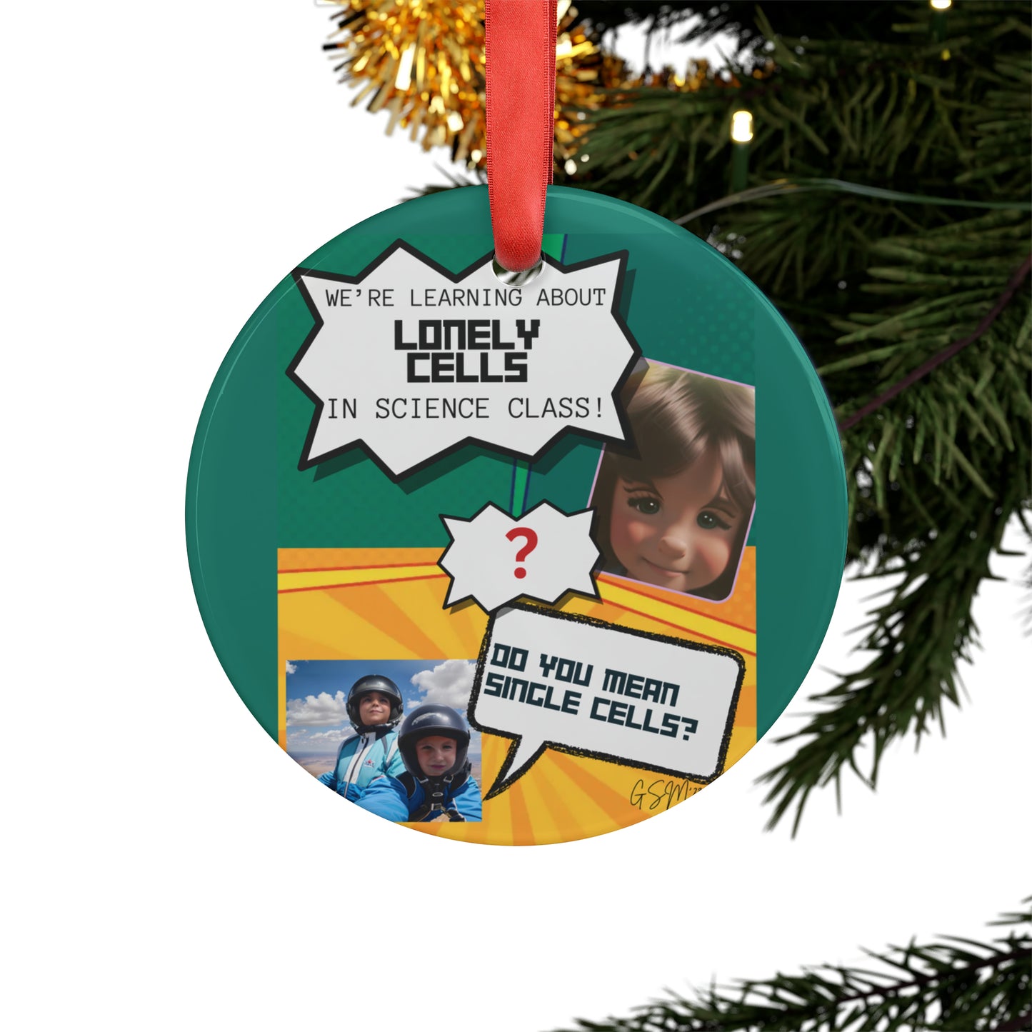 Fun Science Acrylic Ornament with Ribbon