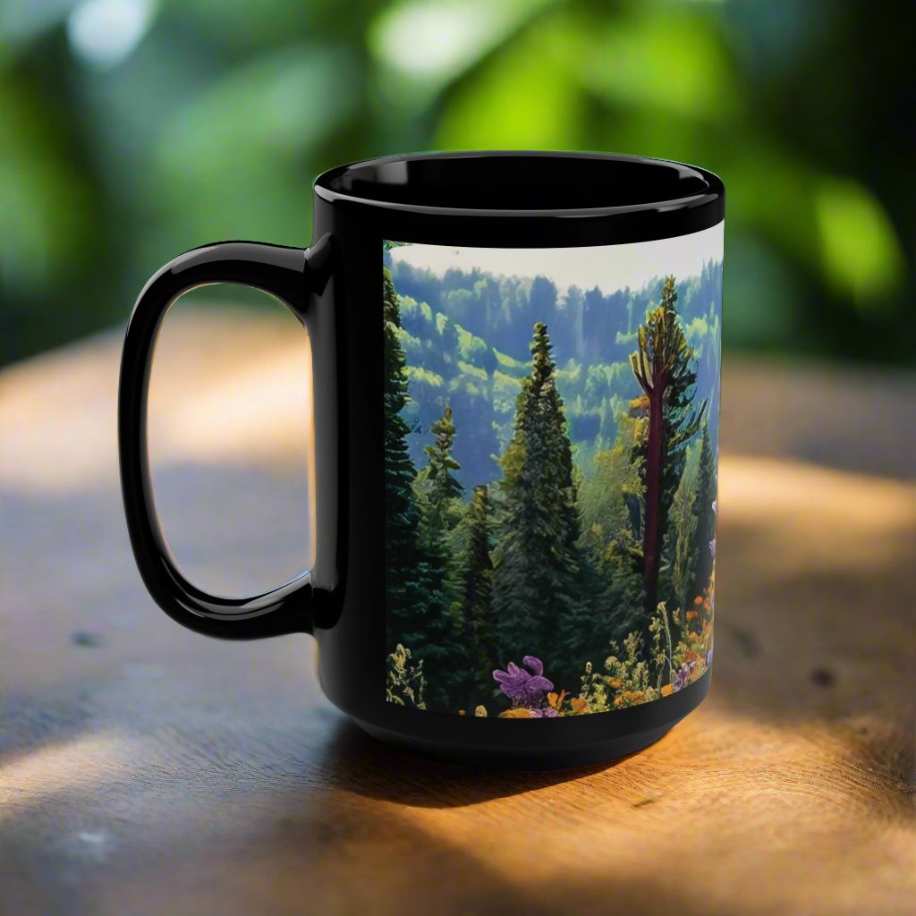 Wildflowers Black Mug, 15oz