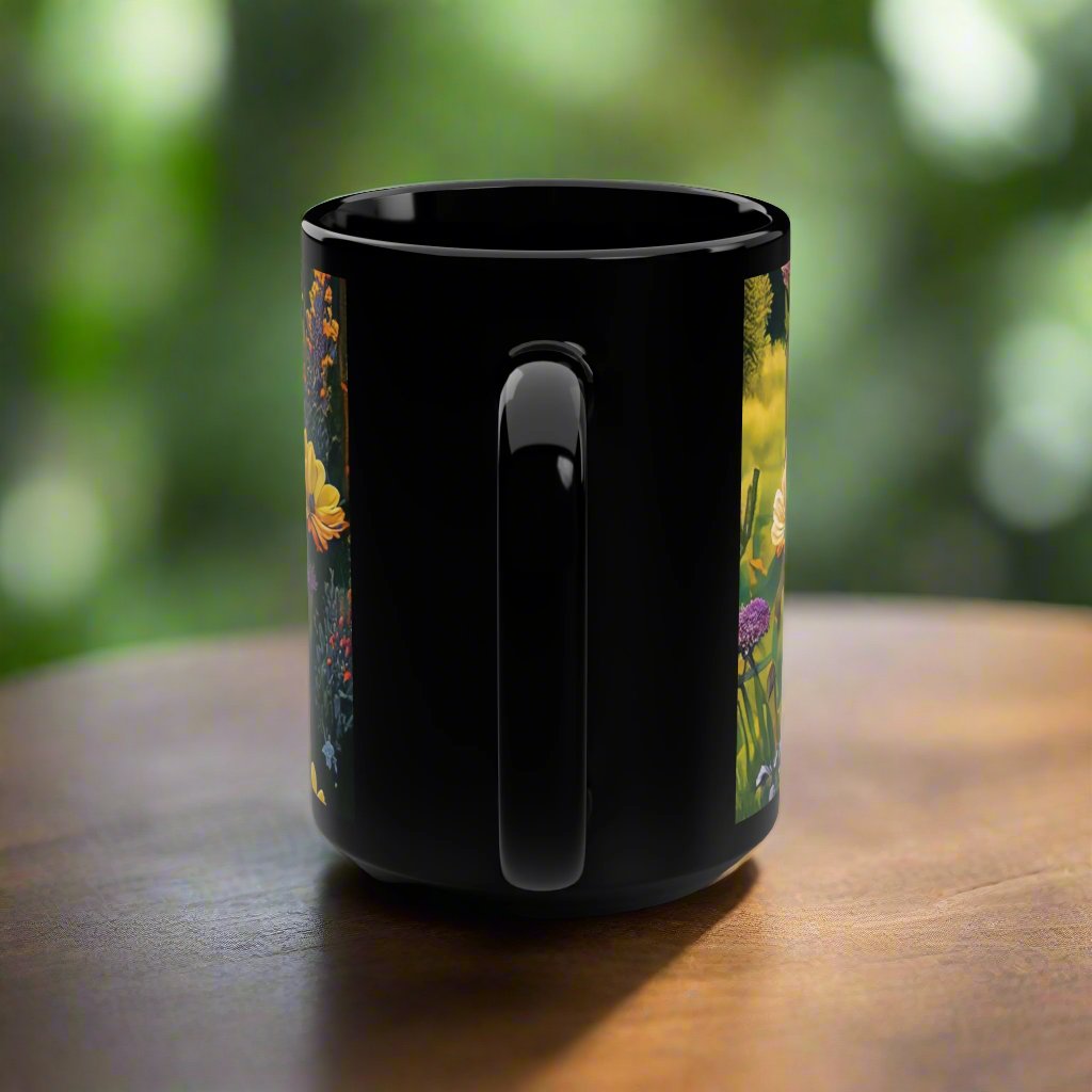 Wildflowers Black Mug, 15oz