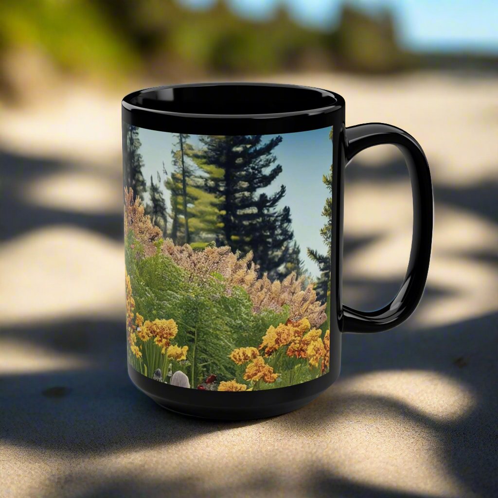Wildflowers Black Mug, 15oz