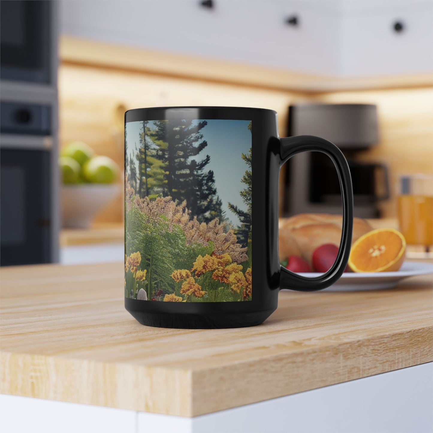 Wildflowers Black Mug, 15oz