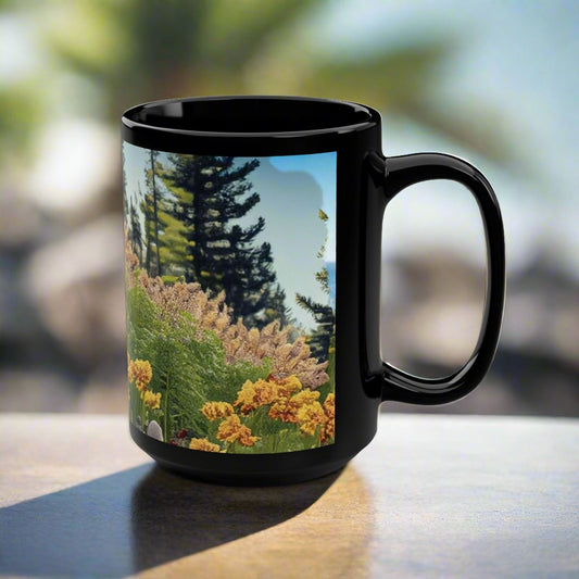 Wildflowers Black Mug, 15oz