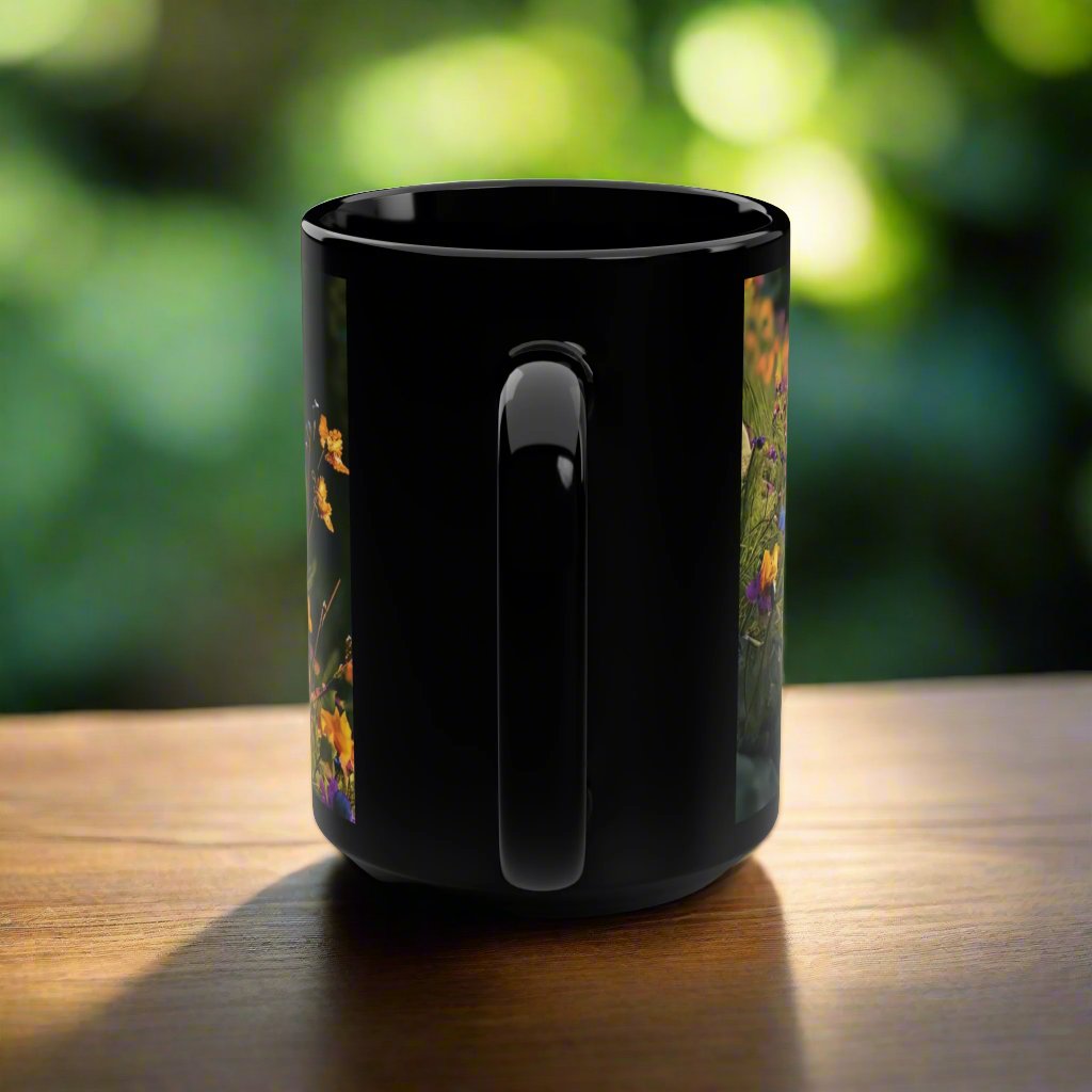 Wildflowers Black Mug, 15oz