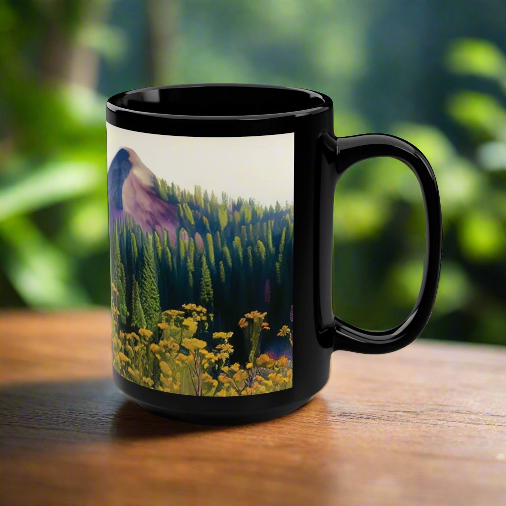 Wildflowers Black Mug, 15oz