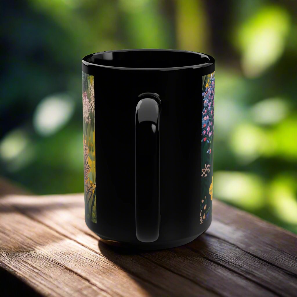 Wildflowers Black Mug, 15oz