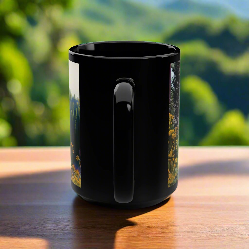 Wildflowers Black Mug, 15oz