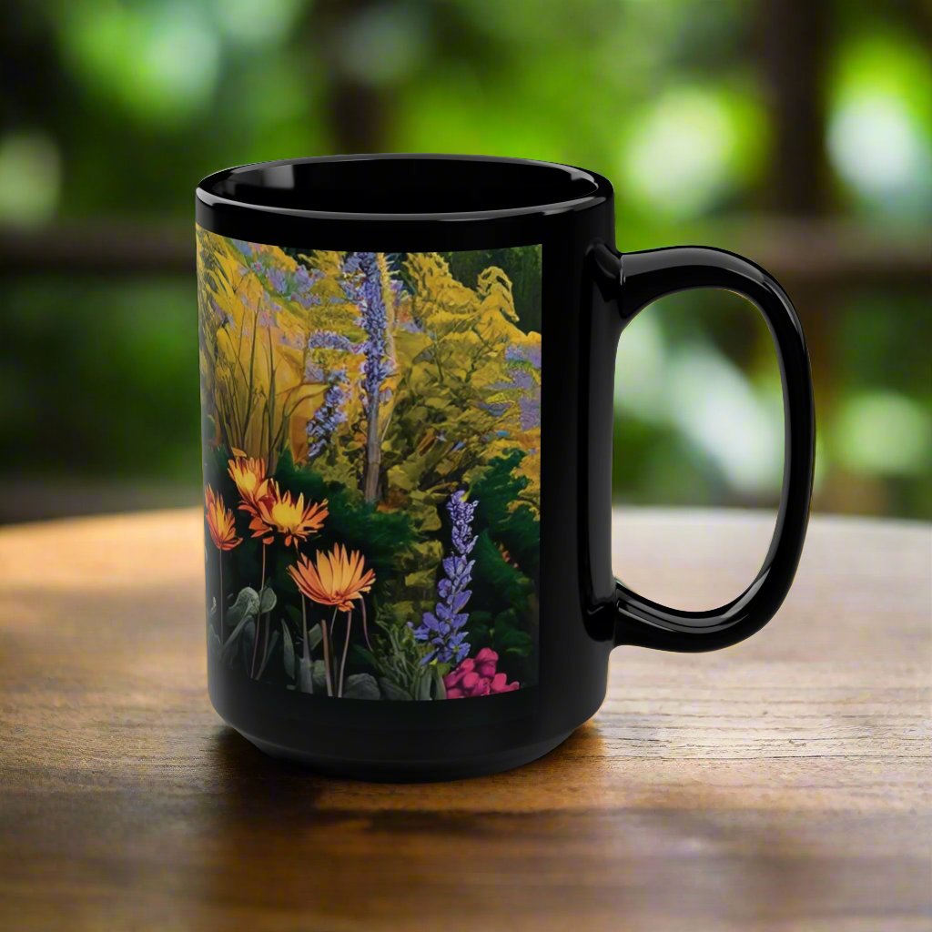 Wildflowers Black Mug, 15oz