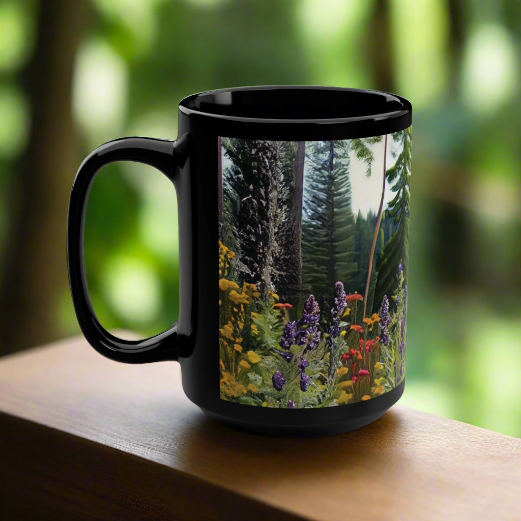 Wildflowers Black Mug, 15oz