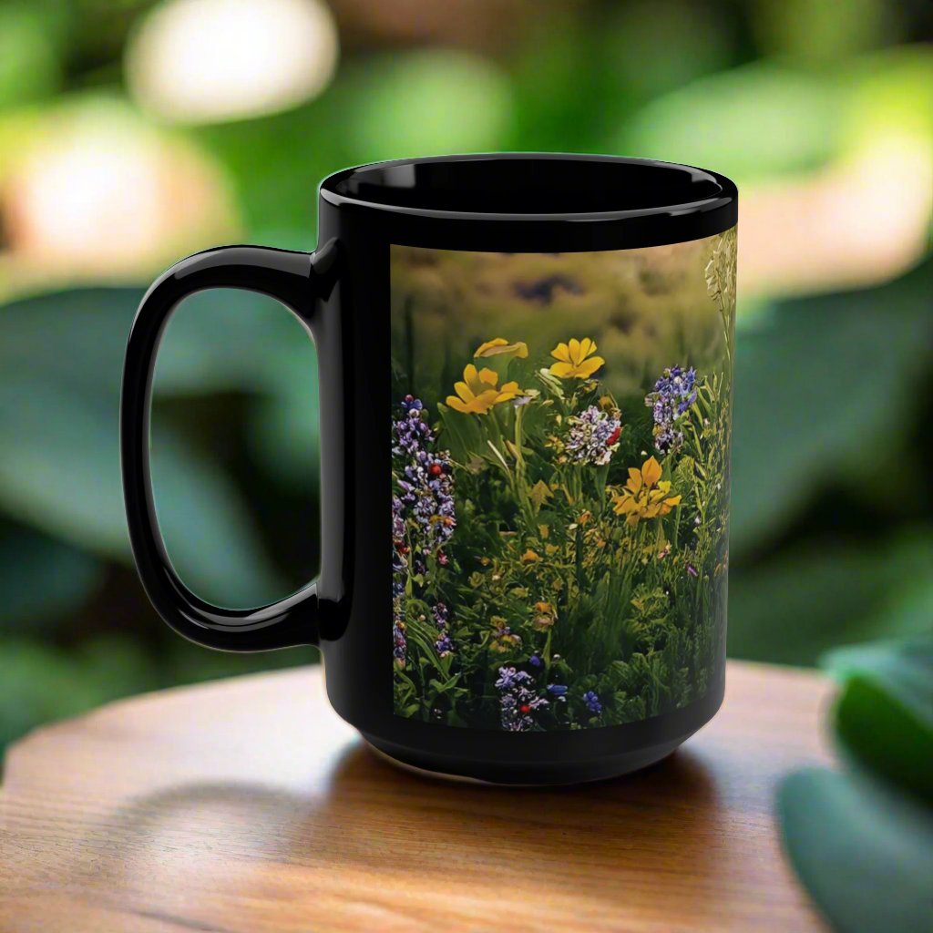 Wildflowers Black Mug, 15oz